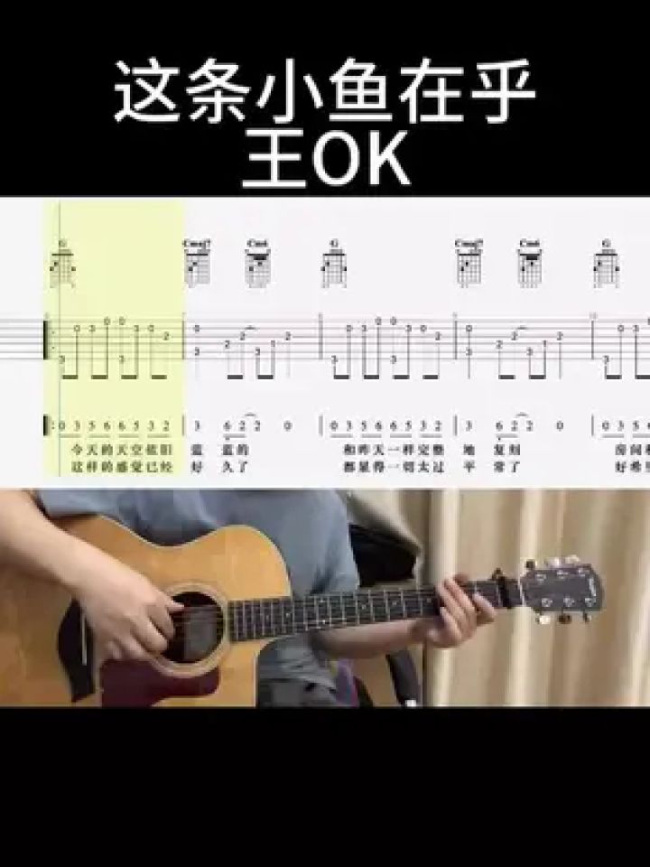 这条小鱼在乎(王 ok) #吉他谱 #零基础学吉他 #乐器演奏 #吉他老杨