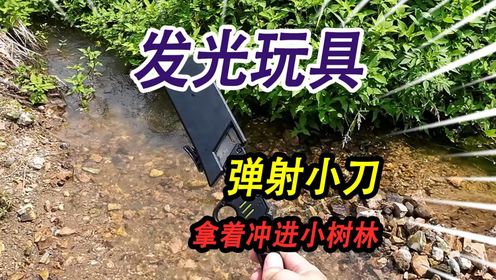 满是杂草的小河里，捡到一把弹射玩具小刀，冒着蓝光冲进板栗树林_高清