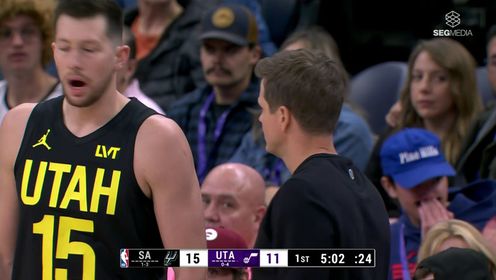 《NBA全场集锦》【回放】NBA常规赛：马刺vs爵士第1节英文原声回放