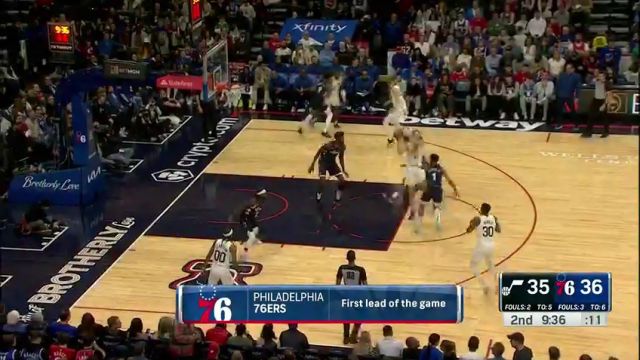 NBA常规赛：爵士vs76人英文原声全场回放