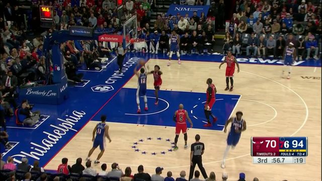 恩比德vs公牛集锦 全场31+15+10三节轰下大号三双击溃公牛