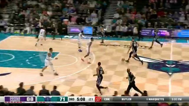 NBA常规赛国王vs黄蜂第3节英文原声回放