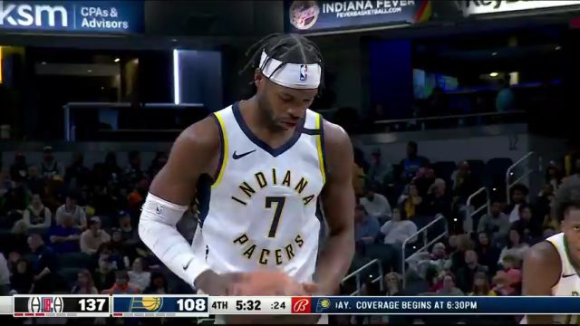NBA常规赛：快船vs步行者第4节中文解说回放