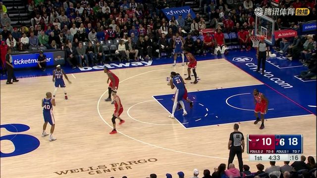 内线翻江倒海！恩比德收到哈里斯助攻直捣黄龙暴扣得手