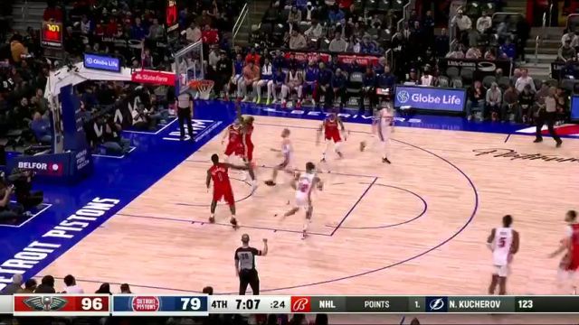 NBA常规赛：鹈鹕vs活塞第4节英文原声回放