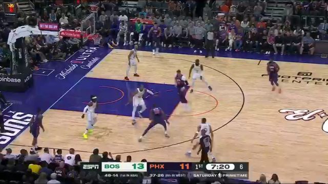 NBA常规赛：凯尔特人vs太阳第1节英文原声回放