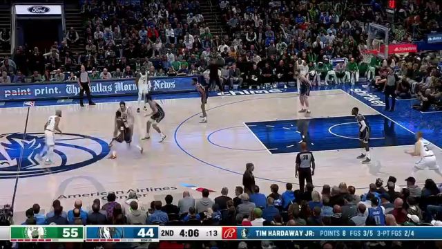 NBA常规赛：凯尔特人vs独行侠第2节英文原声回放