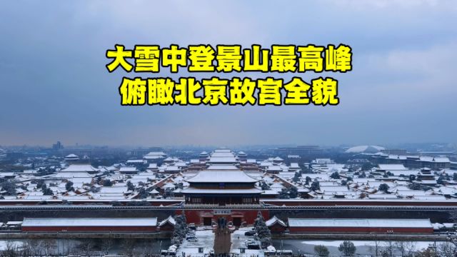 北京突降大雪,登上景山最高峰俯瞰故宫雪中全貌,这景色让人震撼