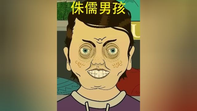 侏儒男孩对着商场的椅子做出奇怪行为