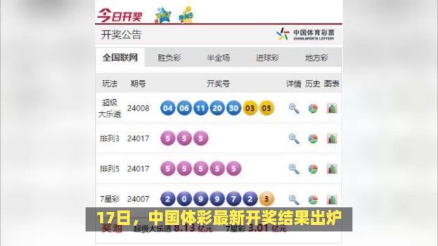 中国体彩排列5开出5966注一等奖,彩票号码开出55555