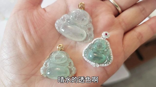 3件种水佛公满钻镶嵌,晴水底色越浓郁价值感越高