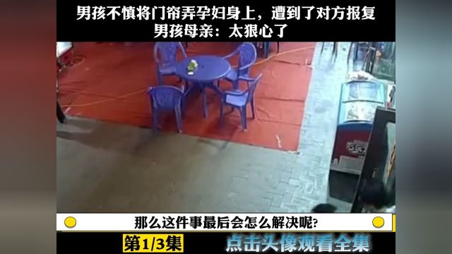 男孩不慎将门帘弄孕妇身上,遭到了对方报复,男孩母亲:太狠心了! 1