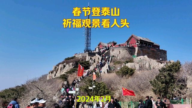 春节间无奈从西麓登泰山,体验人山人海川流不息