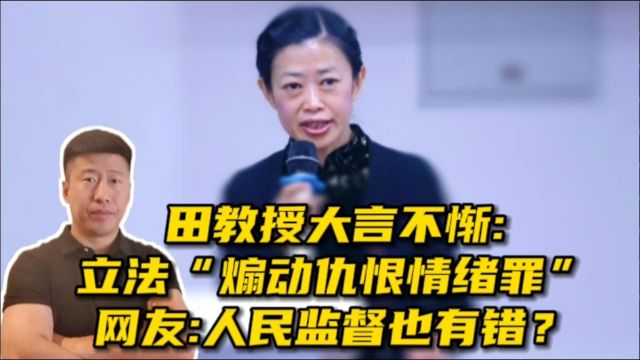 田教授大言不惭:建议立法“煽动仇恨情绪罪”网友一句话瞬间打脸!