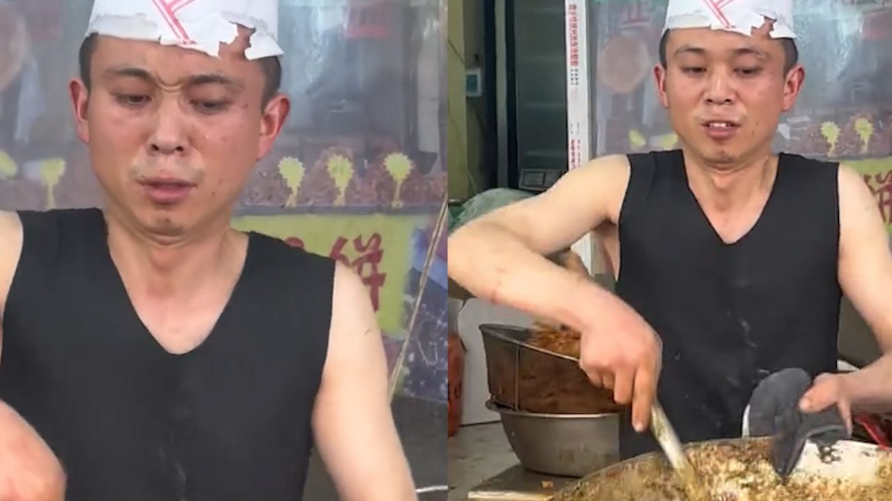 淄博八大局炒锅饼小哥表情管理失败爆火:一天干16小时炒1000斤,根本炒