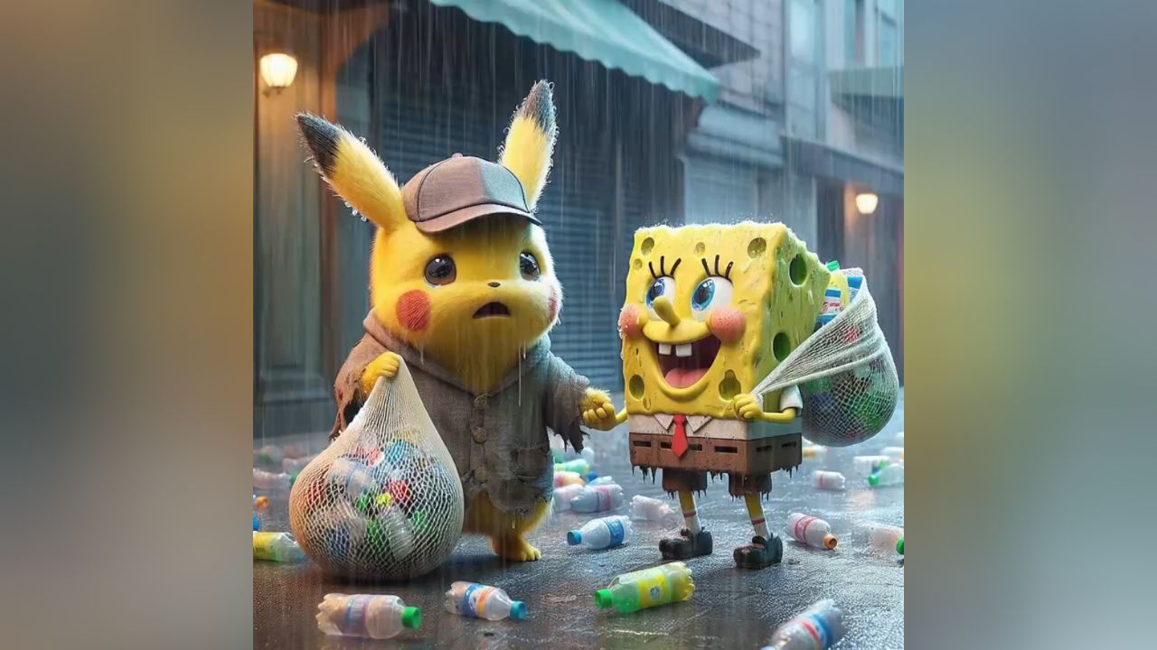 有人会可怜捡垃圾的皮卡丘和海绵宝宝吗!