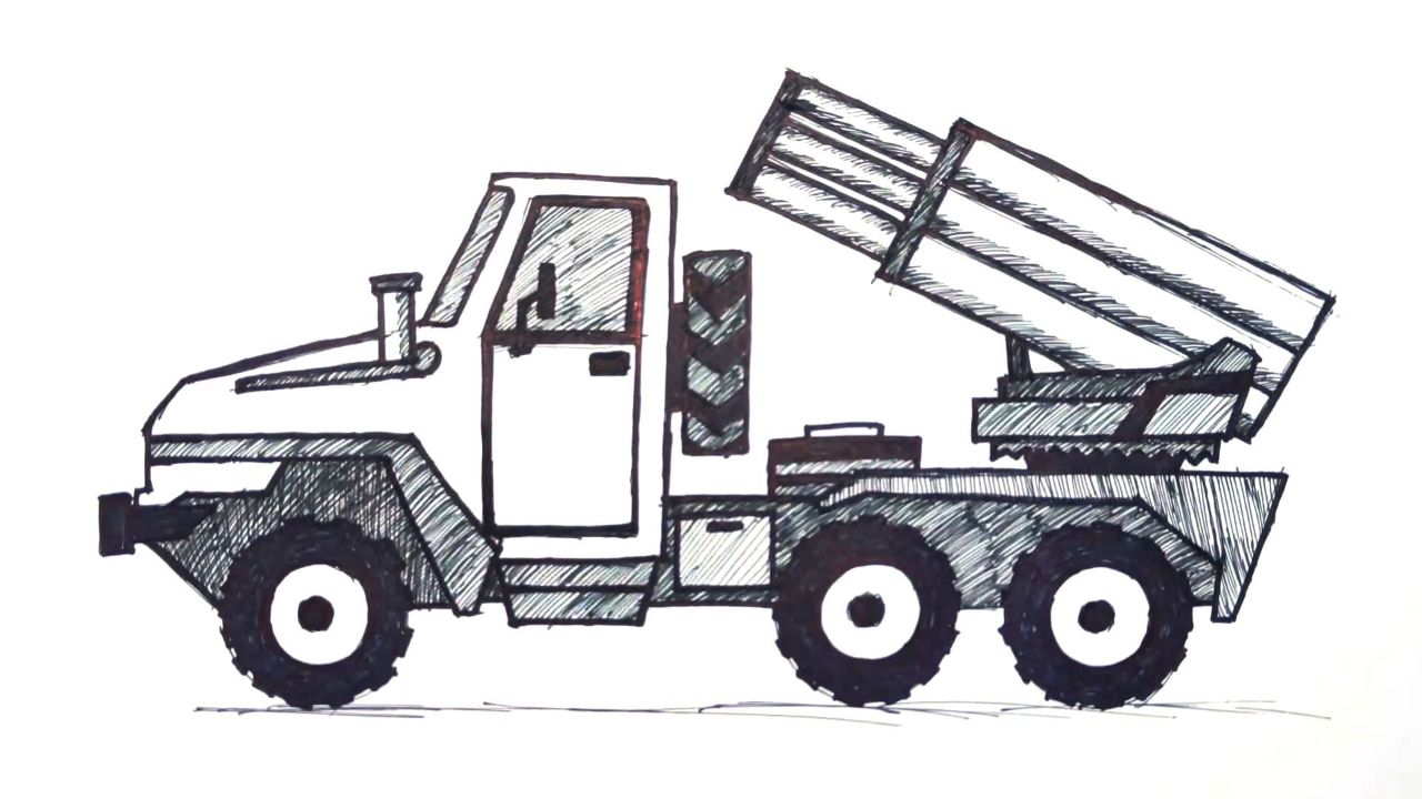 签字笔绘画,怎样绘画导弹车