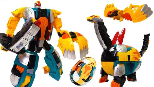 咖宝车神雷翼龙王变形金刚玩具拆箱 可变形成蛋神形态恐龙形态！