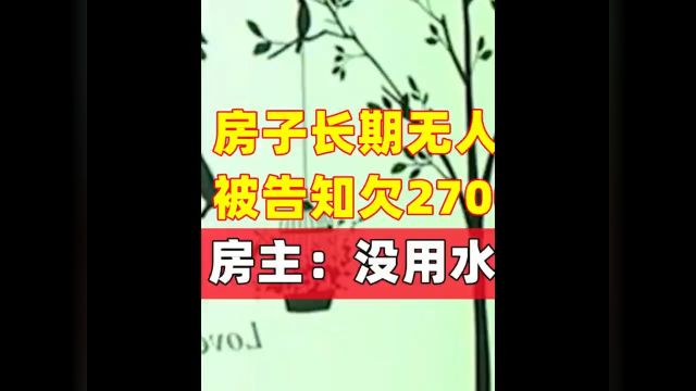 房子长期无人居住,被告知欠27000元水费,房主:没用水凭啥交费#纪实故事#社会百态#民生关注#真实事件 1