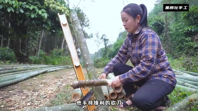 美女独自修建竹桥,以天然材料打造便捷通道,邻居惊叹不已! diy2