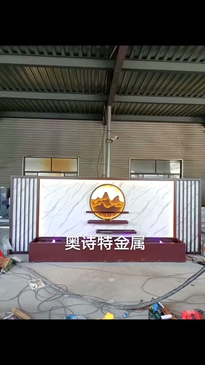 流水景墙,效果么么哒,发光假山背景墙屏风,庭院背景墙#装修公司#设计