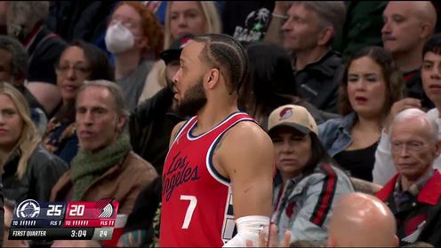 《NBA全场集锦》NBA常规赛：快船vs开拓者第1节英文原声回放