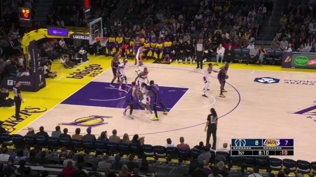 NBA常规赛:奇才vs湖人第1节英文原声回放