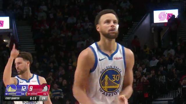 NBA常规赛：勇士vs开拓者第1节英文原声回放