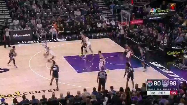 NBA常规赛：奇才vs国王第3节英文原声回放