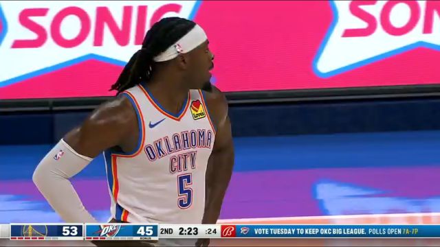 NBA常规赛：勇士vs雷霆第2节英文原声回放