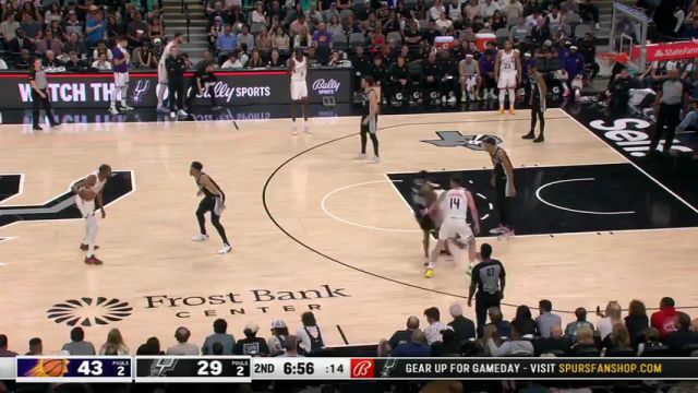 NBA常规赛：太阳vs马刺第2节英文原声回放