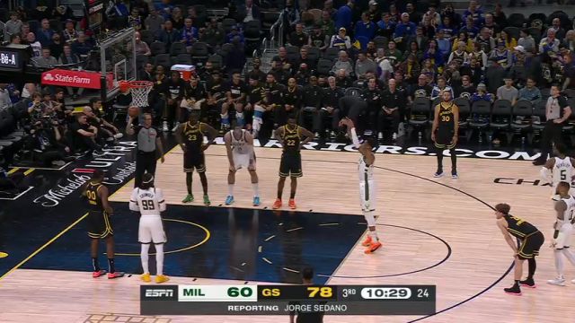 NBA常规赛：雄鹿vs勇士英文原声全场回放