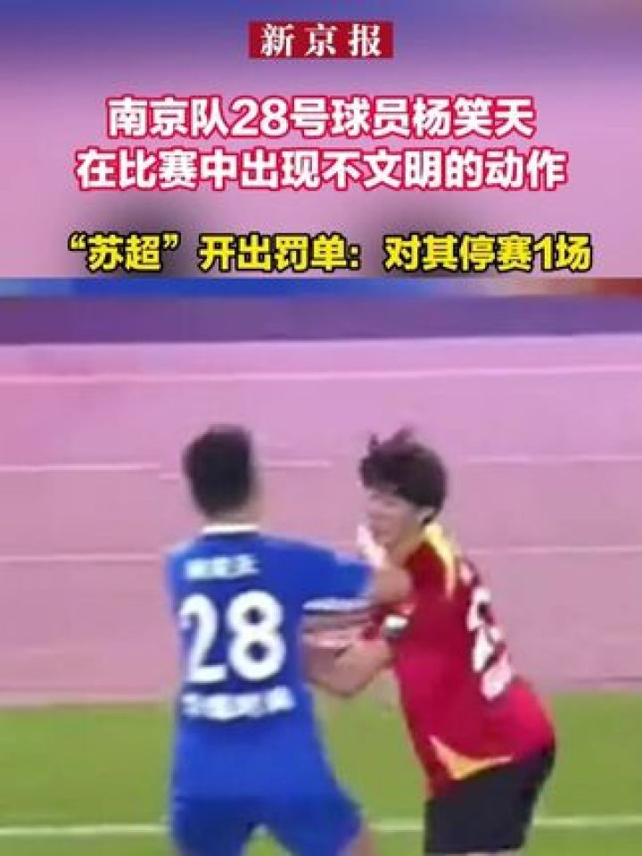 “苏超”开出罚单:南京队球员杨笑天因不文明动作被停赛1场_高清1080P在线观看平台_腾讯视频