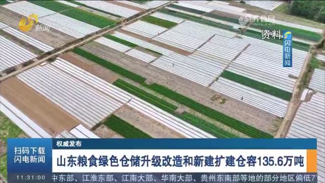 截至目前,山东粮食绿色仓储升级改造和新建扩建仓容135.6万吨