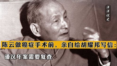 1979年陈云做癌症手术前，亲自给胡耀邦写信：潘汉年案需要复查