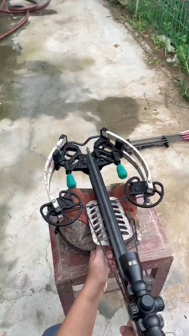 国外合法拍摄阿斯顿本能450复合弩/致命405十字弩户外打靶娱乐节目