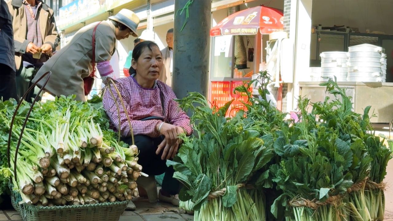 老妈卖菜补贴家用,新鲜青菜卖不出去,心情失落让人心酸