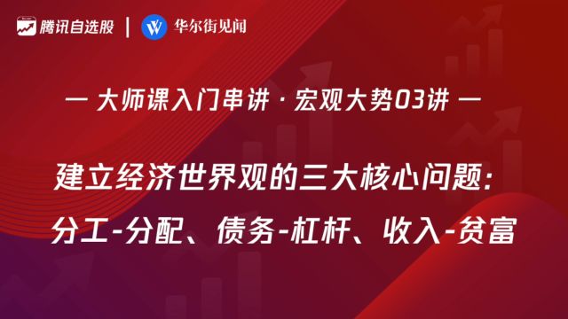 「入门串讲ⷮŠ宏观大势03讲」:建立经济世界观的三大核心问题