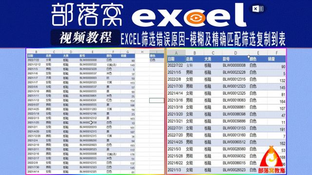 excel筛选错误原因视频:模糊及精确匹配筛选复制到表