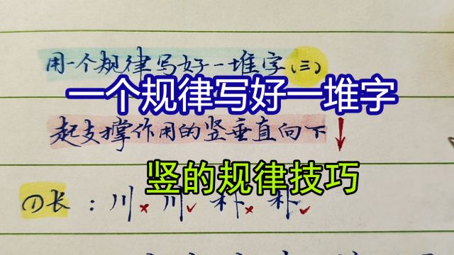 学会一个规律写好一堆字,竖的这个规律很多人不知道