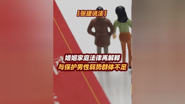 【张捷说法】婚姻家庭法律再解释与保护男性弱势群体不足 #张捷说法