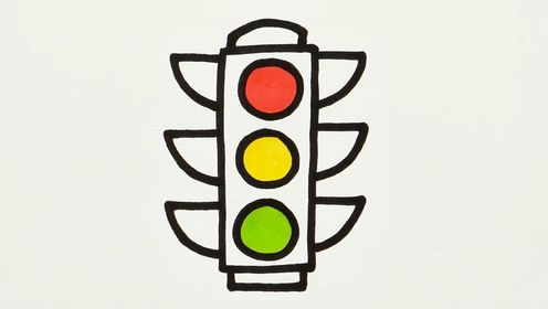交通安全手抄报图案素材,教你画红绿灯,非常简单,一学就会