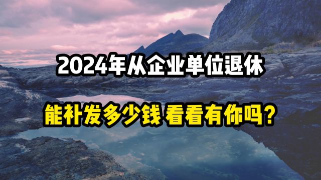 2024年从企业单位退休,能补发多少钱?看看有你吗?