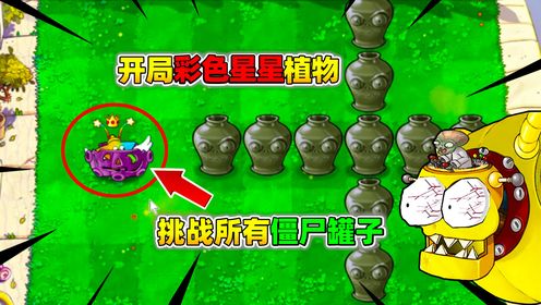 植物大战僵尸杂交版：开局开出彩色星星杂交植物，挑战所有僵尸罐子！_高清