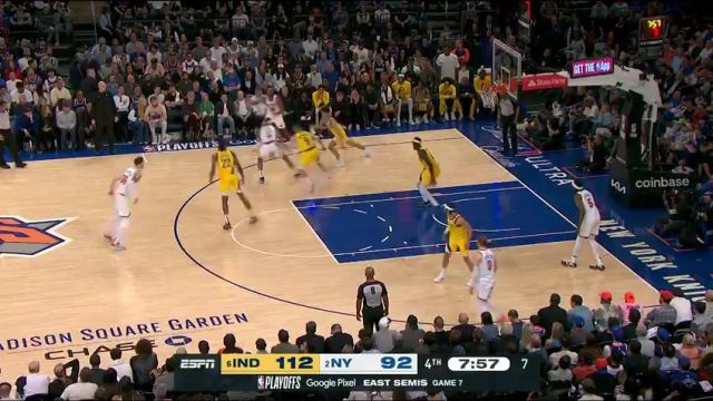 NBA季后赛：步行者vs尼克斯G7第4节英文原声回放