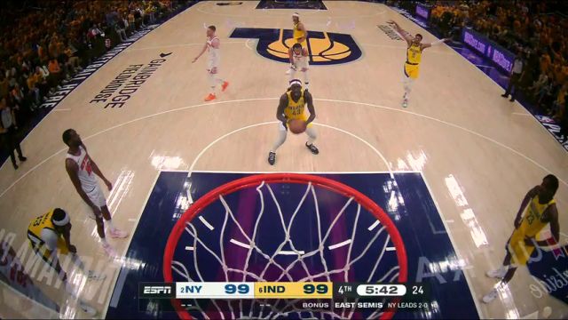 NBA季后赛：尼克斯vs步行者第4节英文原声回放