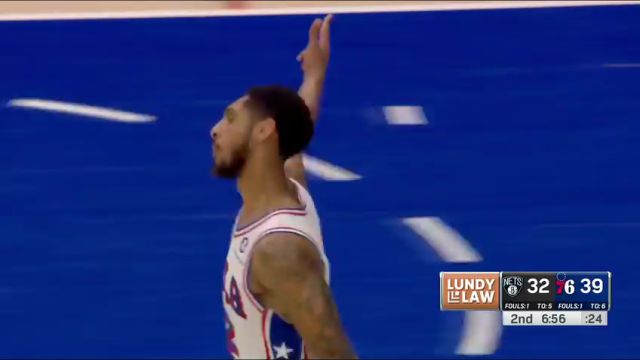  NBA常规赛：篮网vs76人第2节英文原声回放