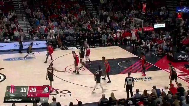 NBA常规赛：火箭vs开拓者第2节中文解说回放