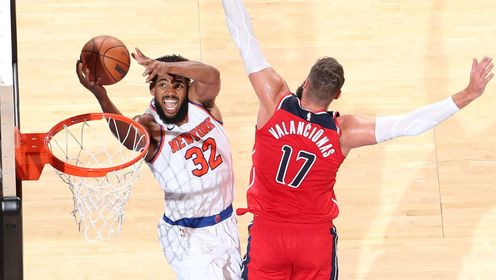 NBA季前赛：尼克斯大胜奇才 唐斯单节轰下16分