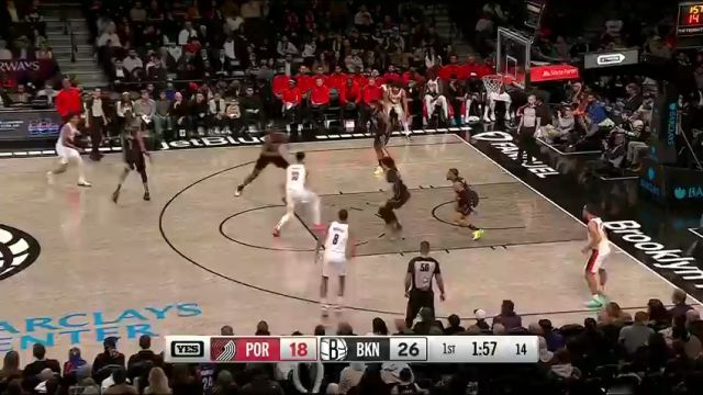 NBA常规赛：开拓者vs篮网第1节英文原声回放